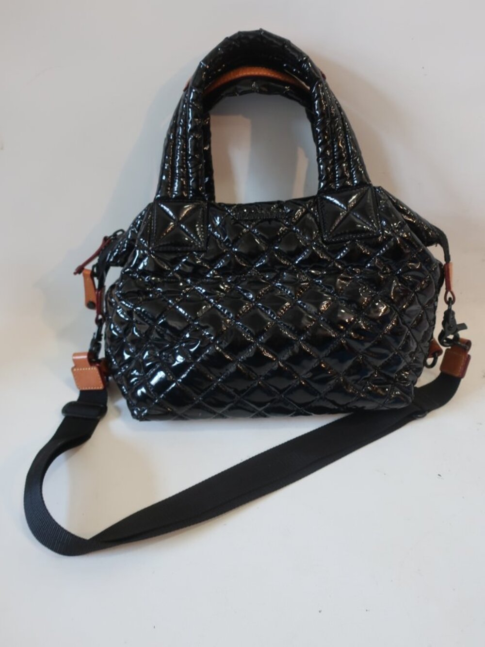 MZ Wallace Black Small Quilted Sutton Deluxe High Gloss Lacquer Finish Bag - Picture 2 of 13